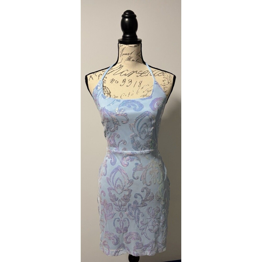 Juniors Lt. Blue Sequence Dress Size Medium NWT